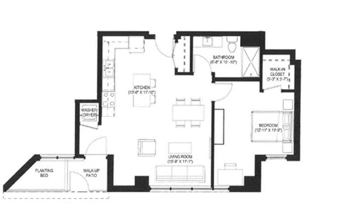 the plan of the ground floor with the furniture on it